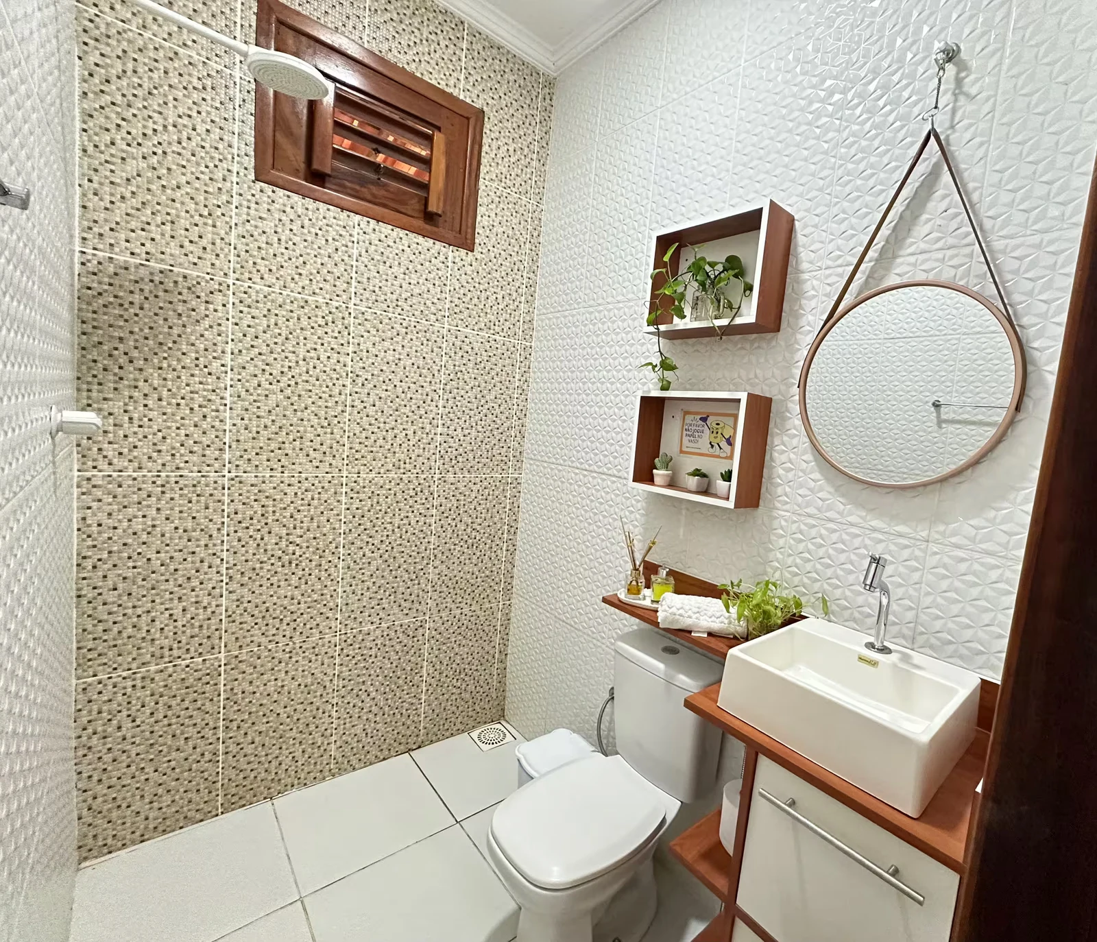 Baño con ducha, casa en Jericoacoara
